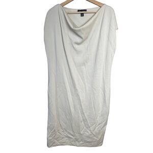 St. John Size 16 Women's Wool/Rayon White Dress Draped Neck Sleeveless